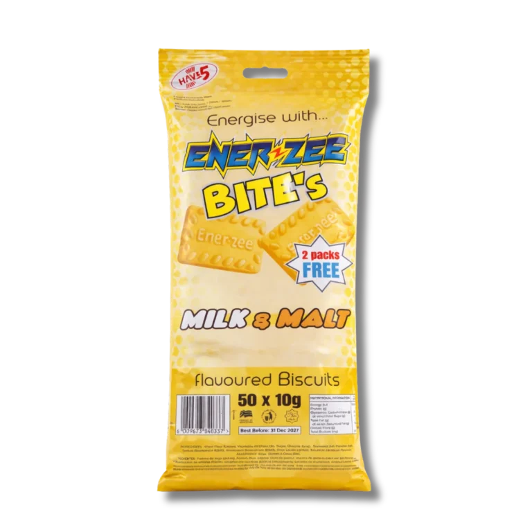 EnerZee Bite's Milk and Malt biscuits, 50 x 10g pack