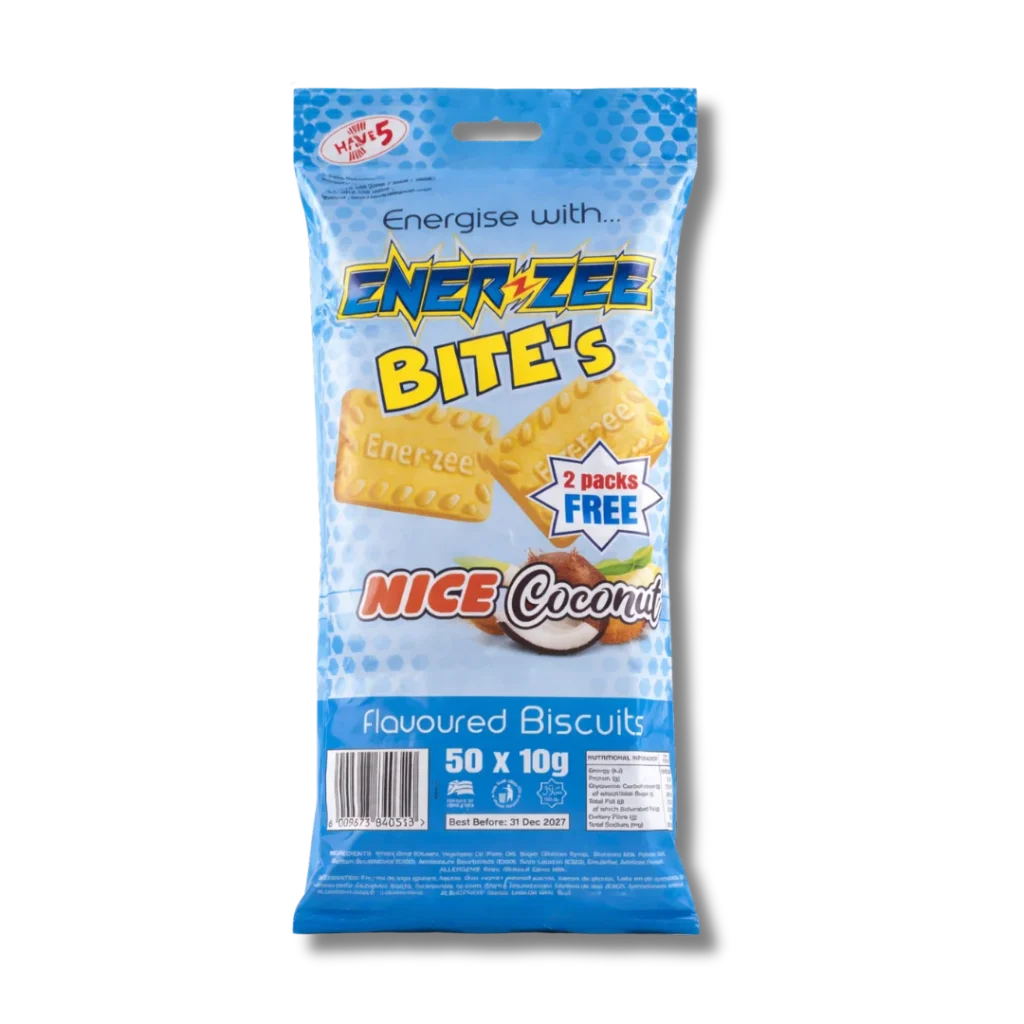 EnerZee Bite's Nice Coconut biscuits, 50 x 10g pack